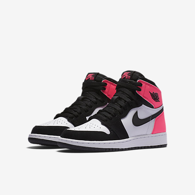 Air Jordan 1 Retro High OG Boys Shoes Black/Hyper-Pink/White 881426-009 