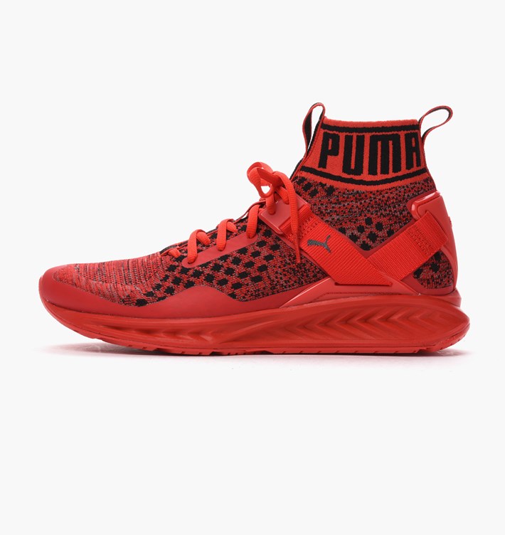 puma ignite evoknit red/black